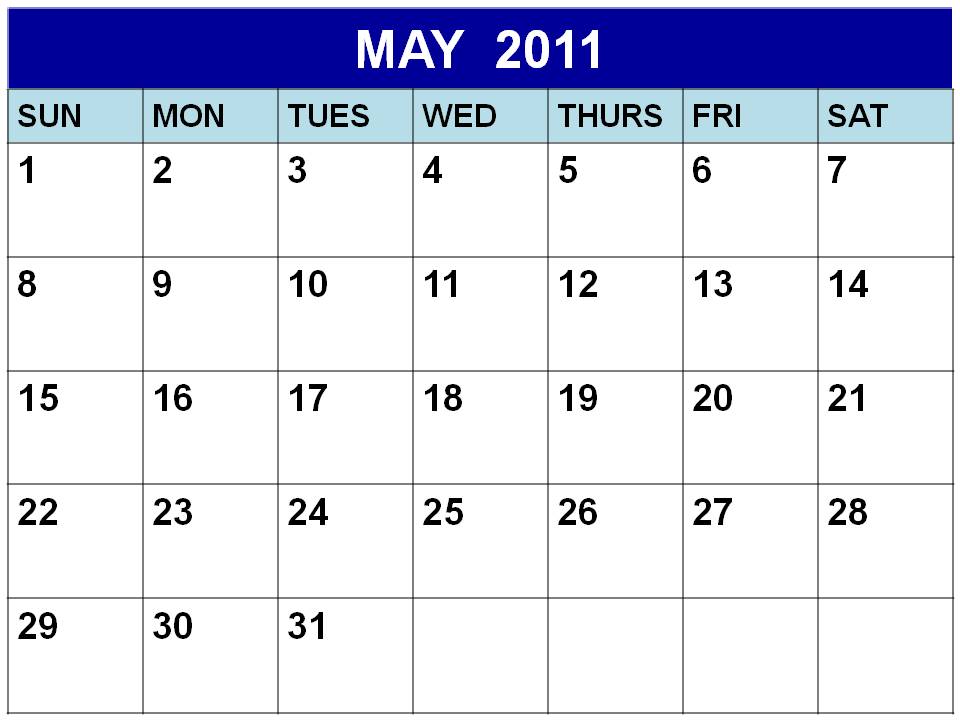 To download and print these Free Blank Monthly Calendar 2011 May: