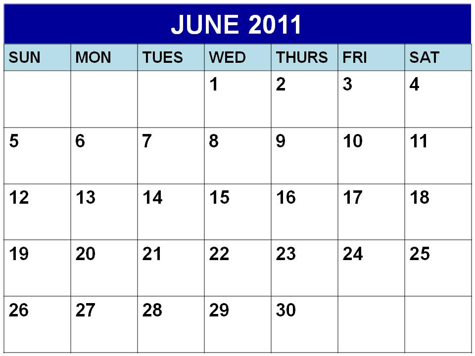 2011 calendar june