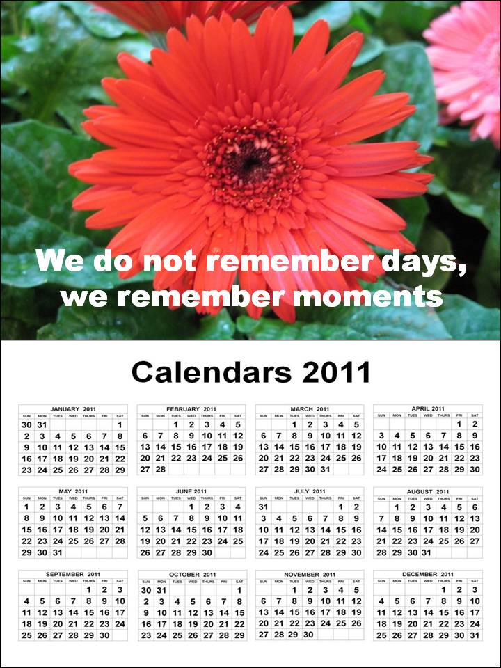  2011 Calendar from January to December 2011 with Friendship Quotes