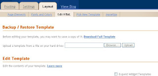 Blogger Layout Edit HTML menu