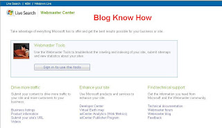 MSN Live Search Webmaster Center Home Page