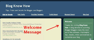 Add Welcome Message to Blogger