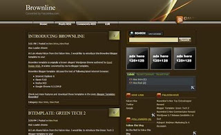 Free Blogger Template - Brownline Free Blogspot theme - 3 column, brown, rss link, subscribe link, search box, fixed width