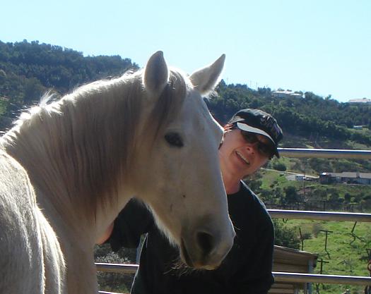 Adopter & boarder Mary with Snowbell