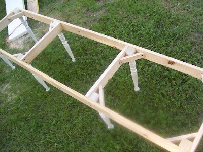 frame of DIY outdoor bench