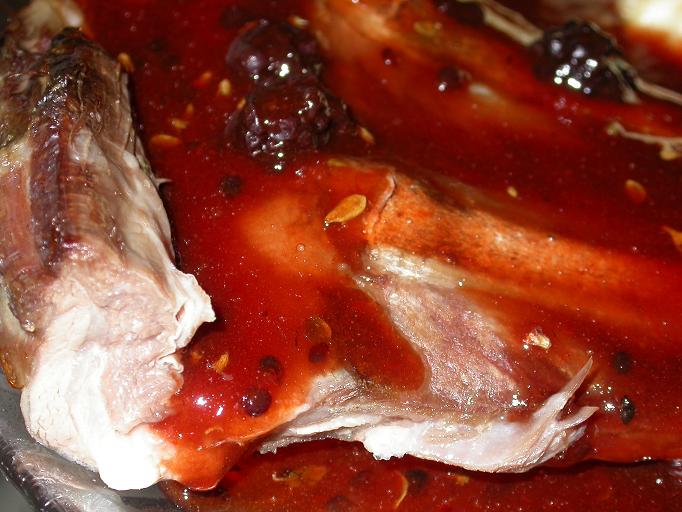 Losing Creek Farm Slow Roasted Goat Ribs with Black Raspberry BBQ Sauce