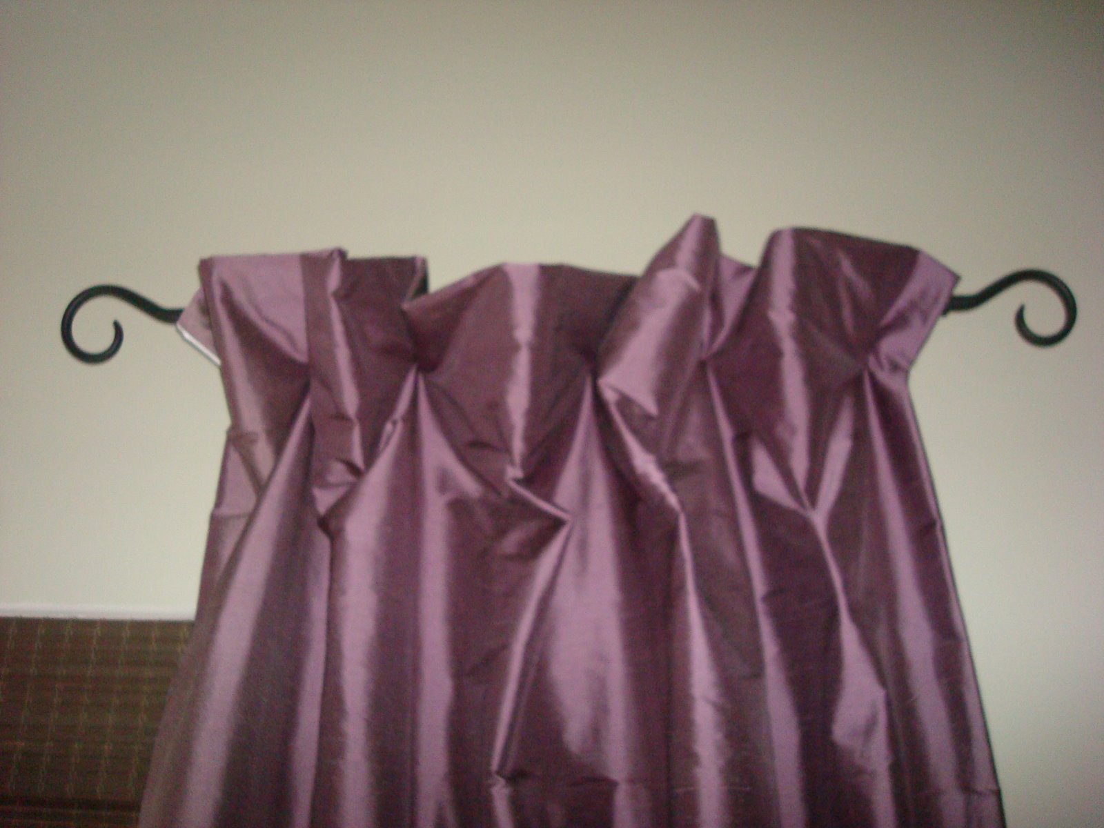 purple faux silk drapes