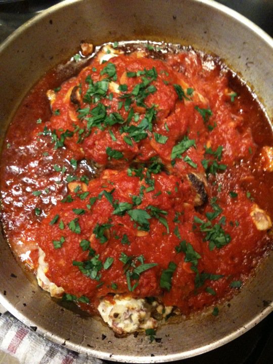 Recipes Ricotta and Pancetta Stuffed Pork Chops with Marinara Sauce