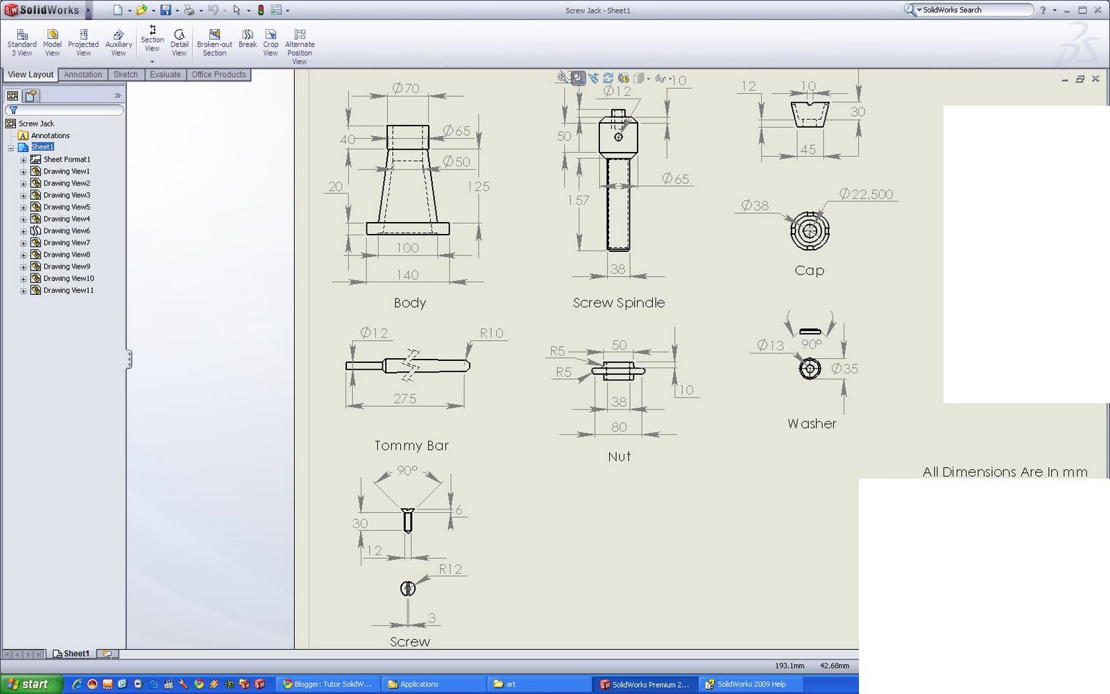Tutor SolidWorks Screw Jack