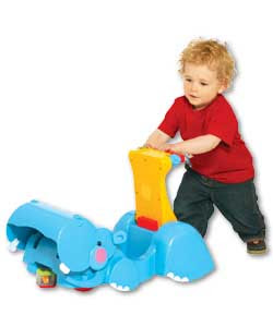 NEW FISHER PRICE PEEK A BLOCKS GOBBLE AND GO HIPPO WALKER & RIDE ON 