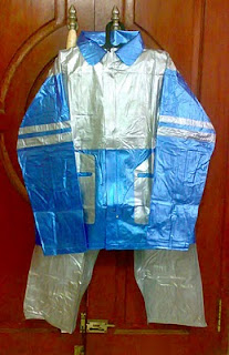 jas hujan ungu kebiruan abu-abu stelan jas hujan cewek