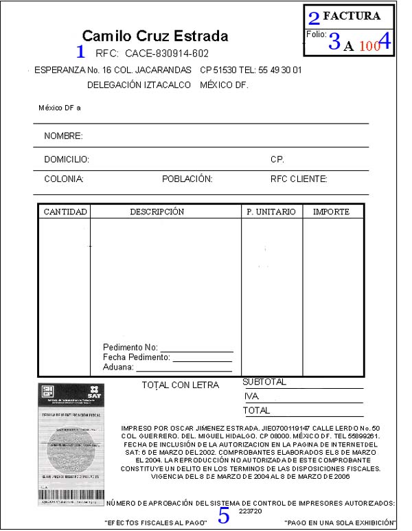 facturas en blanco