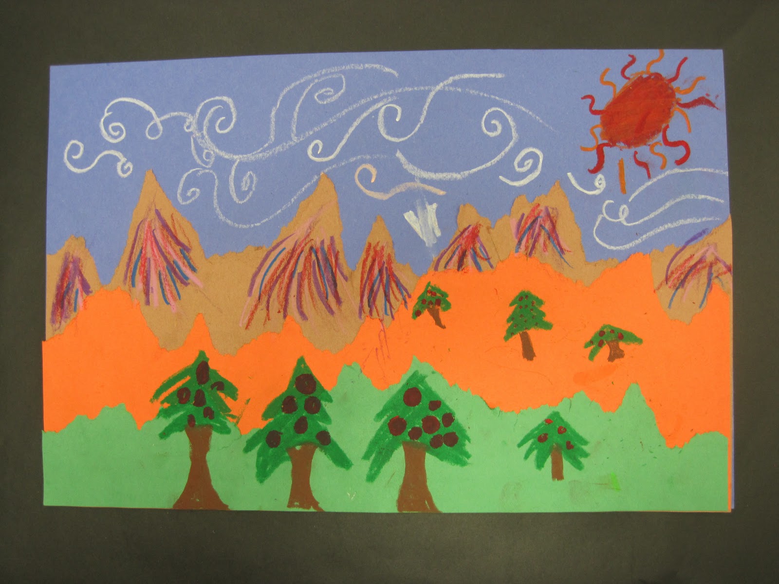 Ms. Motta's Mixed Media 3rd Grade Torn Paper Landscapes