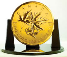 100 kg Canada Coin Maple Leaf Gold