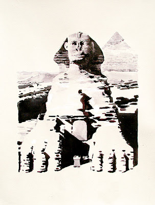 watercolour of great sphinx of gaza
