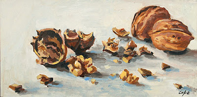 oil painting of walnuts