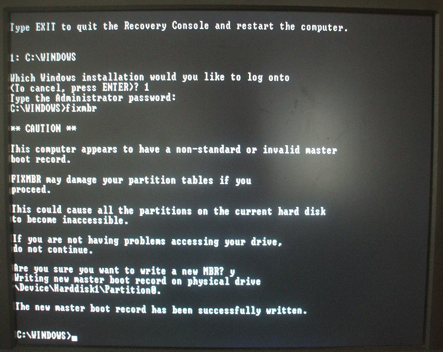 Information Technology Notes Repair Windows Master Boot Record