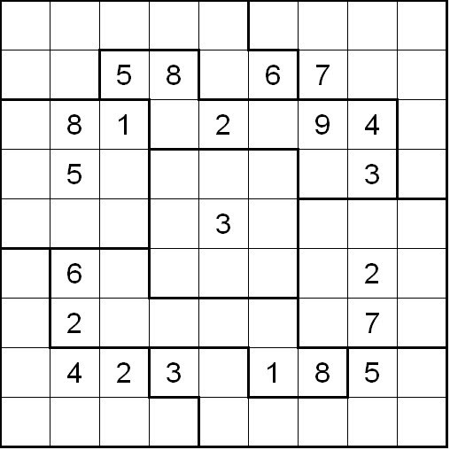 Variantes de Sudoku Irrégulier (Chaos sudoku) N°1