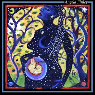 This is the Front Cover of surreal art for Angela Finley folk album. It contains landscape, space, maternal and in utero imagery.ry