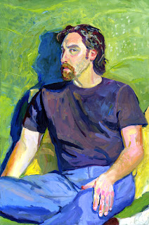 Oil painting portrait of Scott Gordon, seated