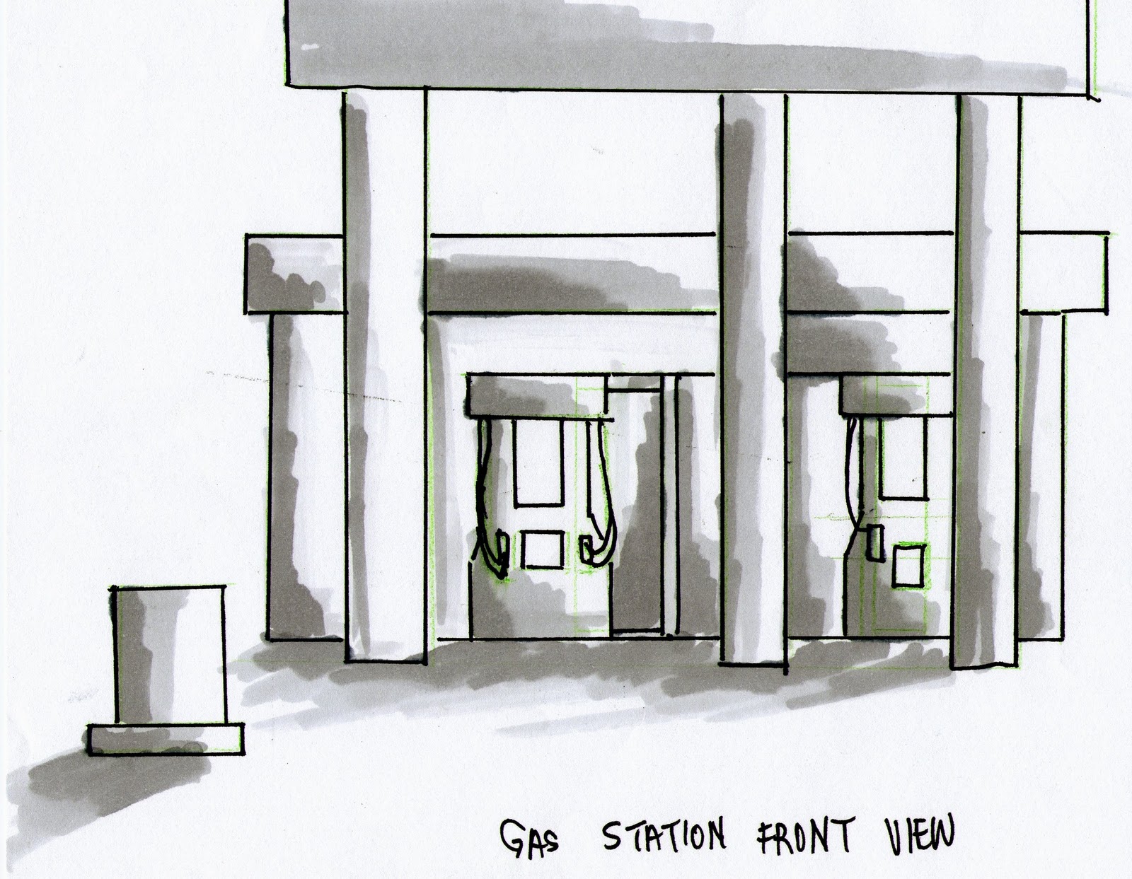 This is a picture of Astounding Gas Station Drawing It is a photo of Astounding Gas Station Drawing