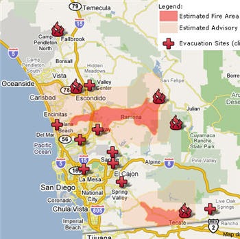 GIS Sites: Southern California fire map and San Diego County fire map
