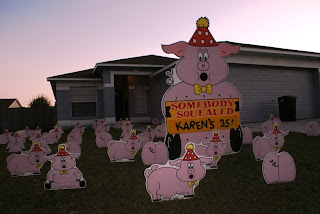 yard birthday 2010 february flock flamingos surprise fantastic present wanted ever pink