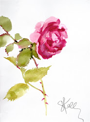 watercolor rose flower pink stem painting roses flowers gretchen kelly another paintings watercolour water drawing floral drawings watercolors painted tattoos