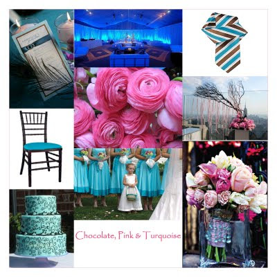 A new wedding color scheme Pink Turquoise and Chocolate Sounds strange