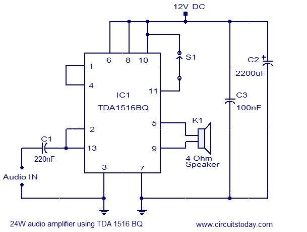 world technical: 24W amplifier using TDA1516