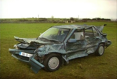Car destroyed by multiple golf balls out on the range - Or did Tiger Woods mistakenly take a wrong turn in life?