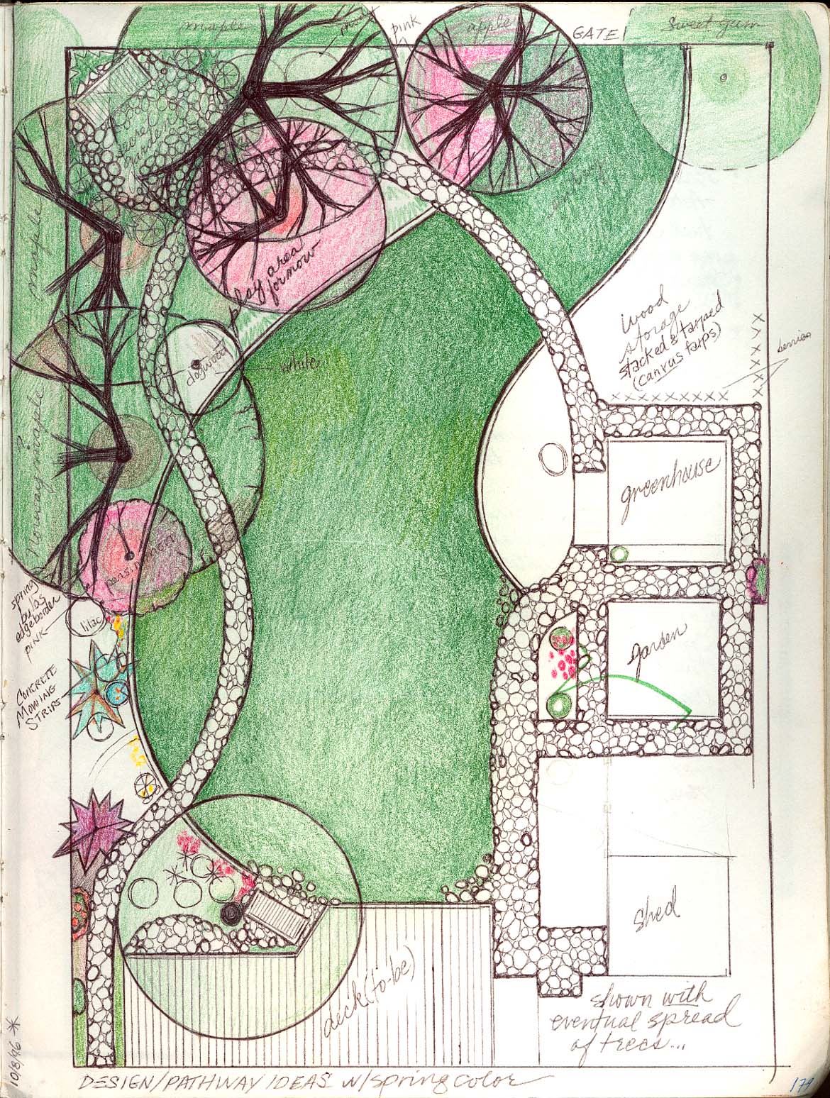 Cute Residential Landscape Design Drawing Sketch Detail for Kindergarten