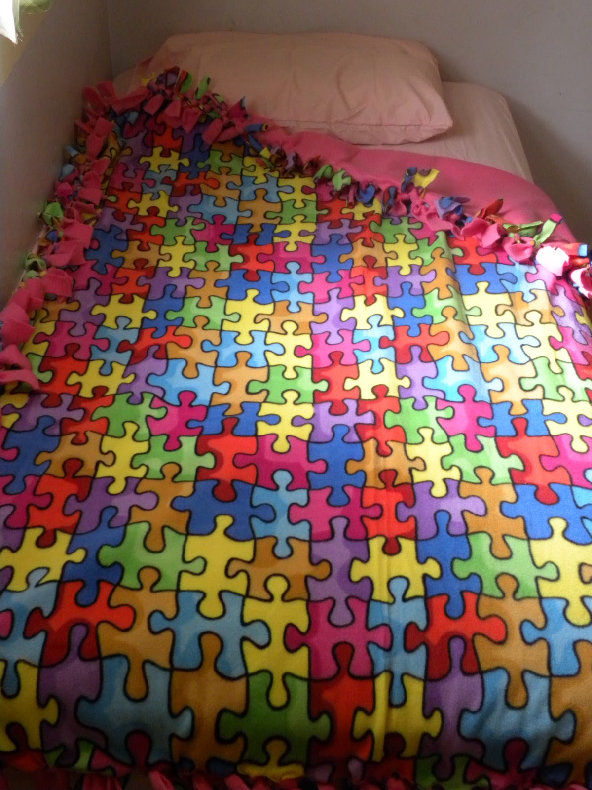 One Crafty Broad Autism Awareness Fleece Blanket