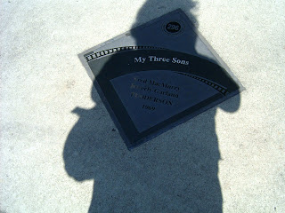 Me in the shadow of a Studio City walk of fame plaque for My Three Sons