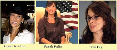 Governor Sarah Palin looks like Tina Fey and Gina Gershon