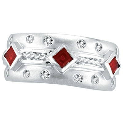 Antique Style Diamond Ruby Ring