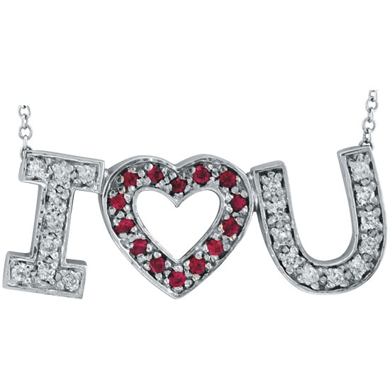 Pink Sapphire I Love You Pendant
