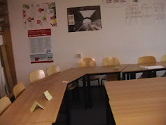 classroom, my seat is the one in the corner. (somethings never change)