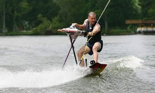 funny waterskiing photo man ironing on water odd but fun