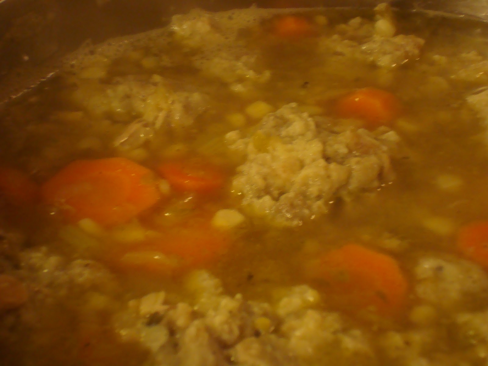 Thanksgiving LeftoverTurkey Vegetable Soup with Stuffing Dumplings