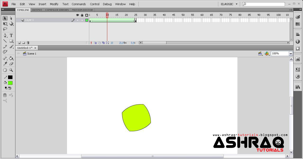 Tutorial Adobe Flash Dalam Bahasa Melayu...: Membuat animasi Shape ...