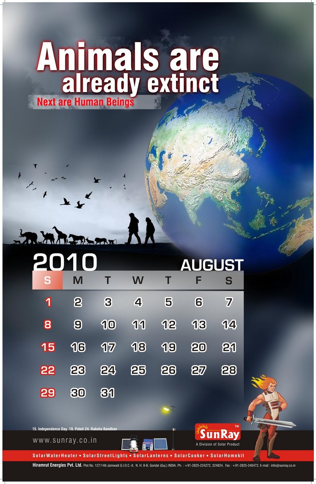 From a writer's desk Sun Ray Global Warming Calendar