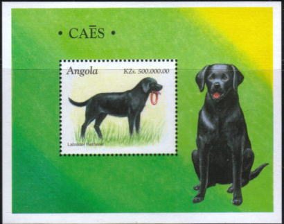 1998年アンゴラ共和国　ラブラドール・レトリーバーの切手シート