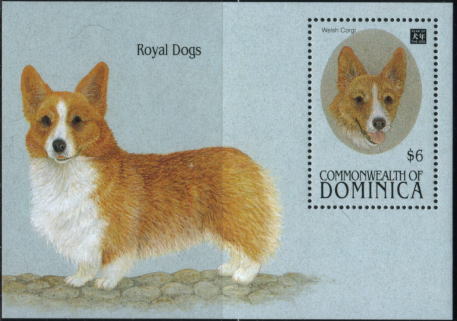 1994年ドミニカ国 英国王室の犬ウェルシュ・コーギーの切手シート