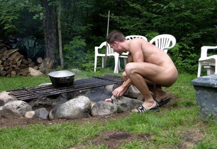 Image result for nude men camping. 