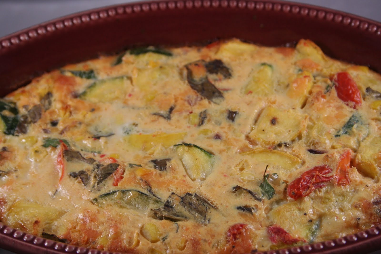 Crostini and Chianti Sweet Corn and Zucchini Gratin with Fresh Basil