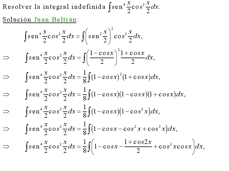 Experimentar Parche Inspeccionar Integral indefinida. Potencias de las funciones trigonométricas. |  Ejercicios de Matemáticas