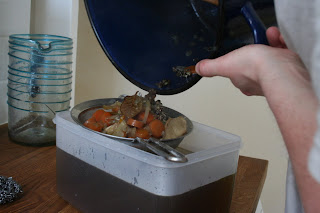 Straining the mushroom stock