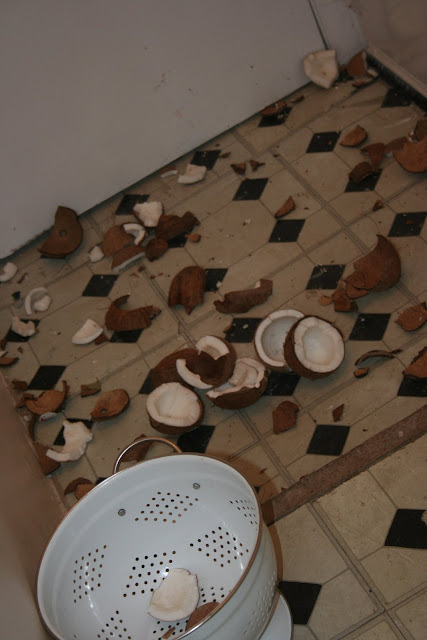 Smashing coconuts...