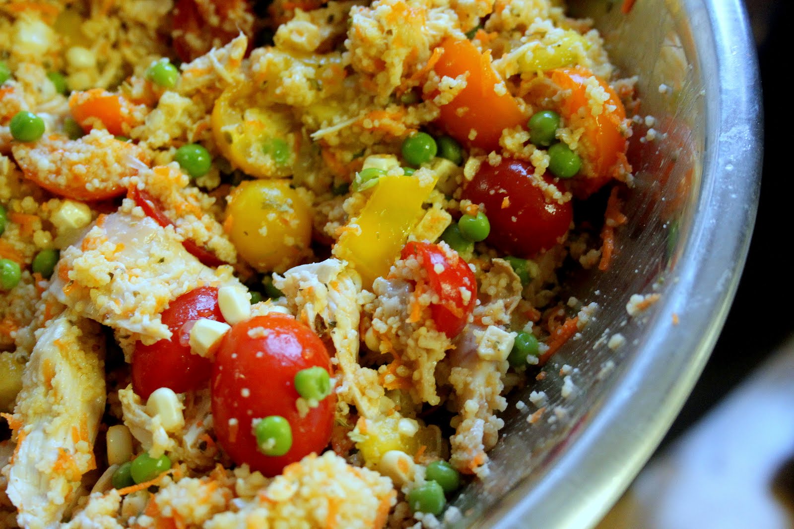 . couscous with mixed vegetables [and optional shredded chicken]